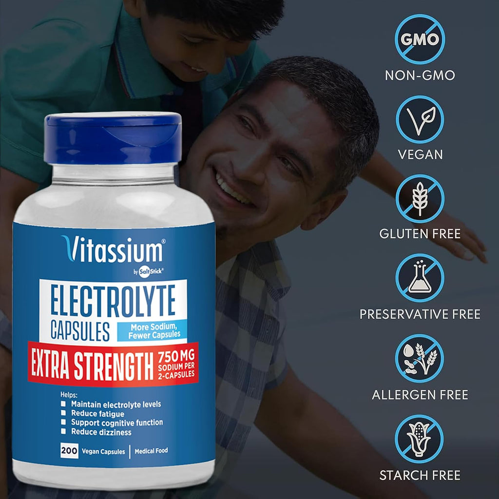 Vitassium Salt Pills Plus Strength For POTS Scientifically Formulated 200ct