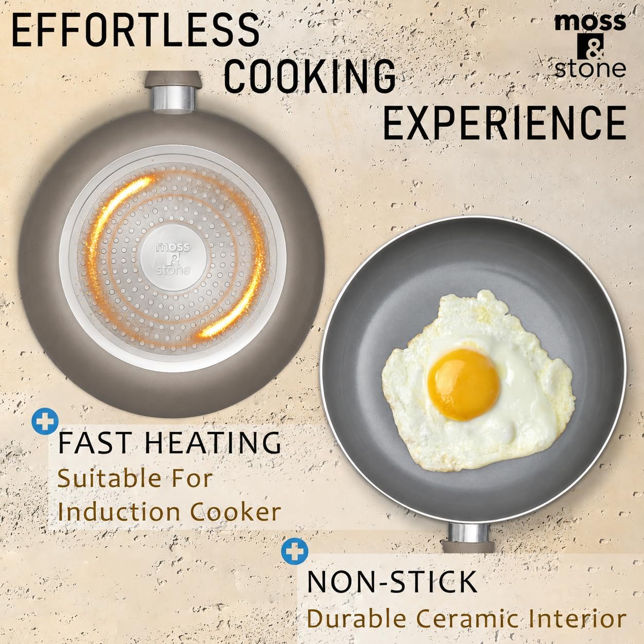 Moss & Stone Pots and Pans Set Nonstick, 6-Piece Induction Cookware Set