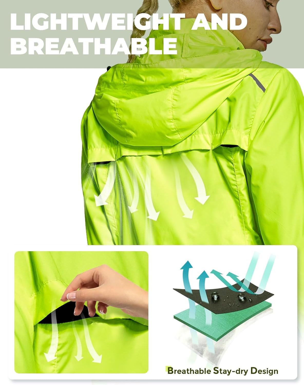 FitsT4 Sports Womens Running Cycling Windbreaker Reflective Jackets Hooded