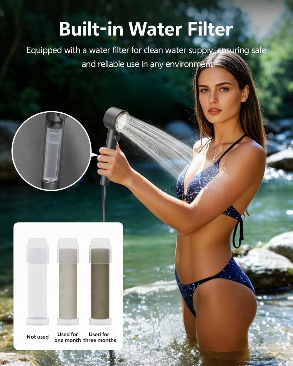 Portable Shower – 8000mAh Rechargeable Camping Shower
