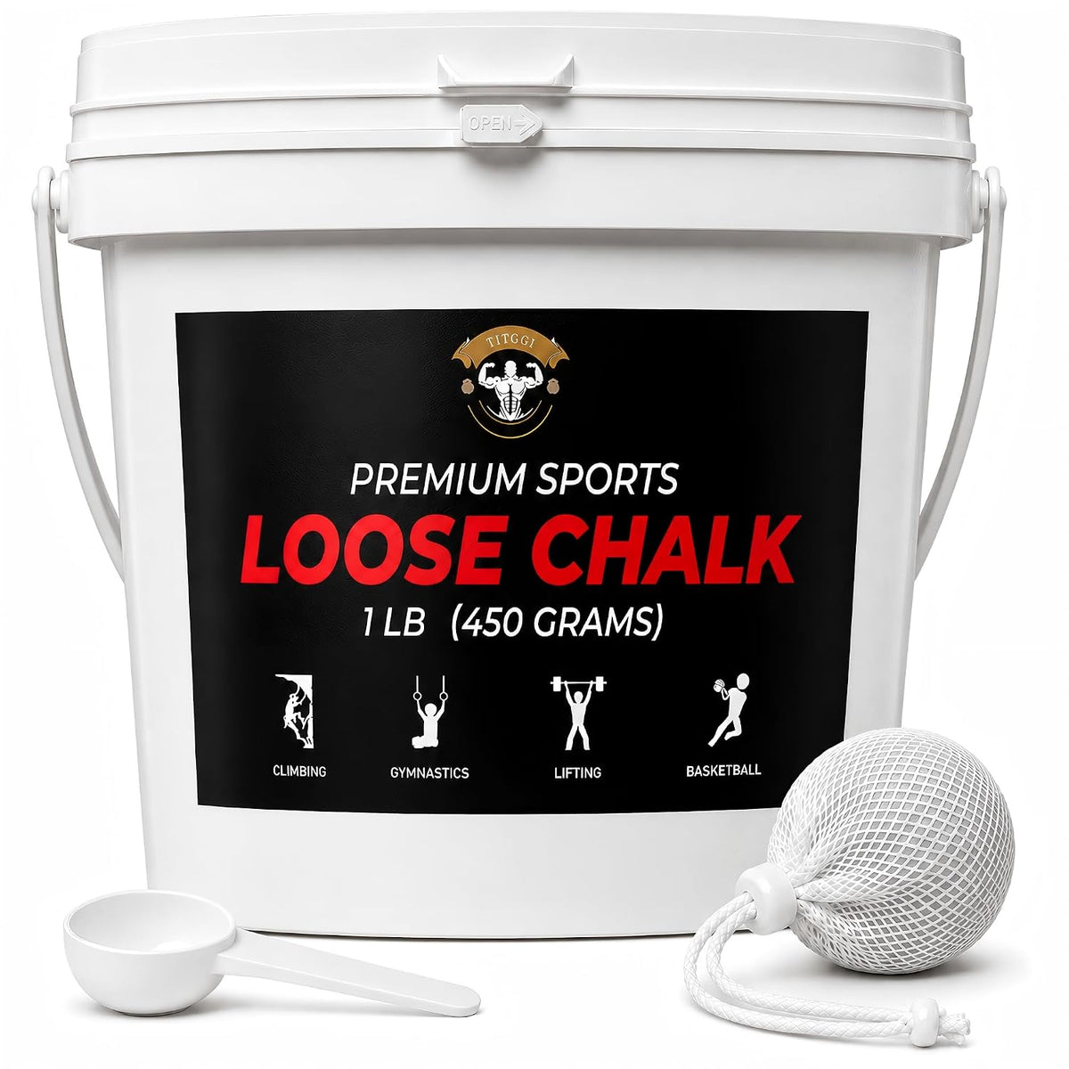 TITGGI 1 lb Gym Chalk Bucket with Chalk Ball, Pure Magnesium Carbonate