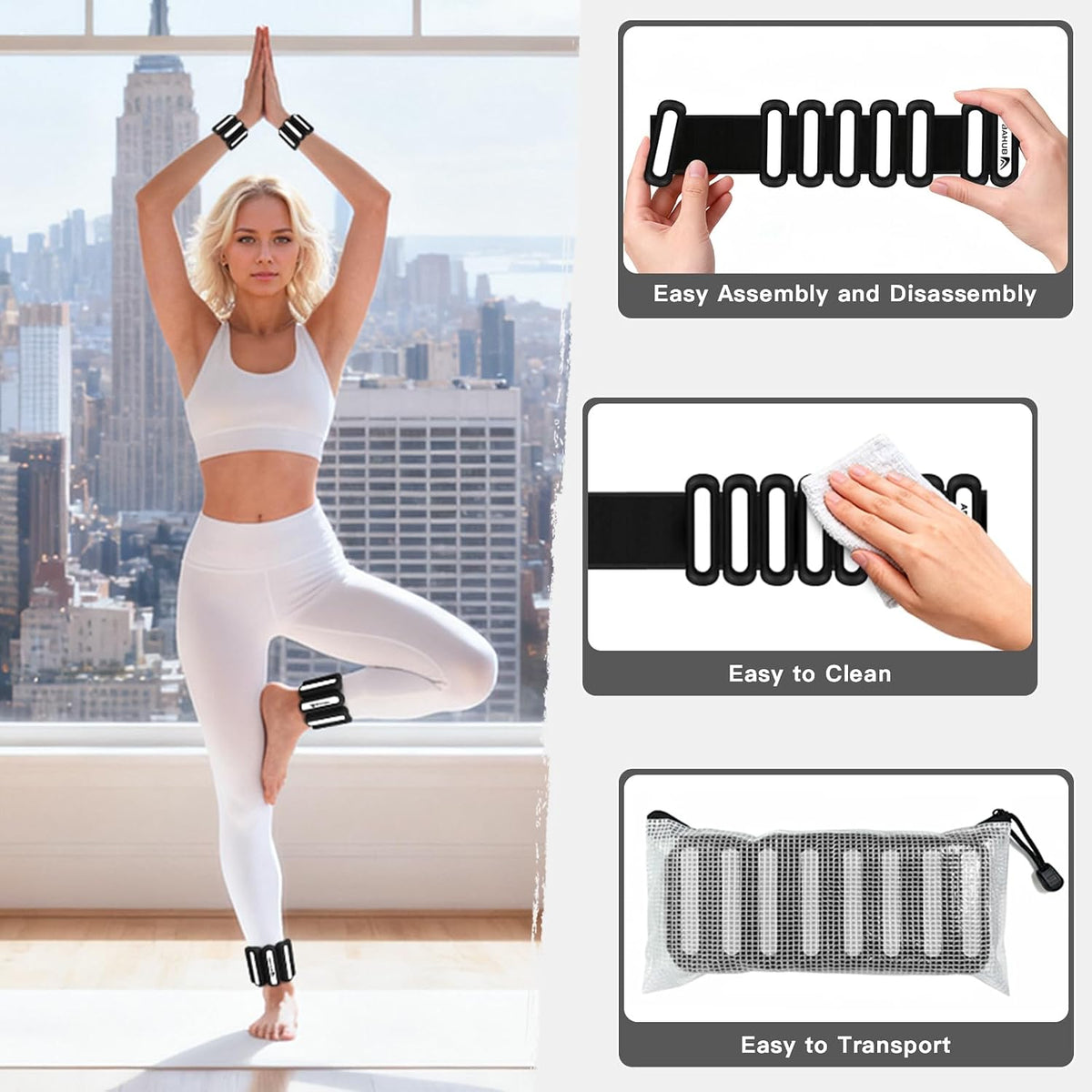Abahub Adjustable Wrist & Ankle Weights 2Pack, Wearable Silicone Weighted Bracelet for Women, Arm Leg Weights for Home Gym Workout, Jogging, Yoga & Pilates