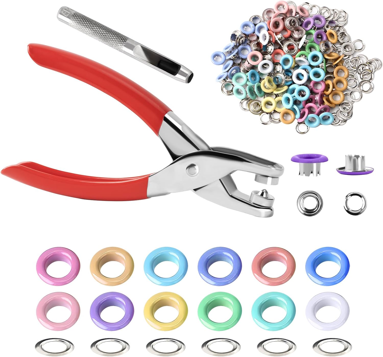 YHNTGB 600 Sets 1/4 Inch Grommet Tool Kit with Eyelets Pliers 12 Colors