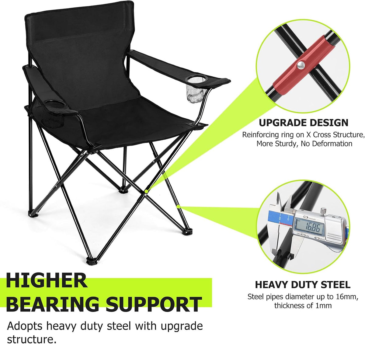 Joyfair Camping Lawn Chairs & Table Set, Large Beach Chairs for Outside