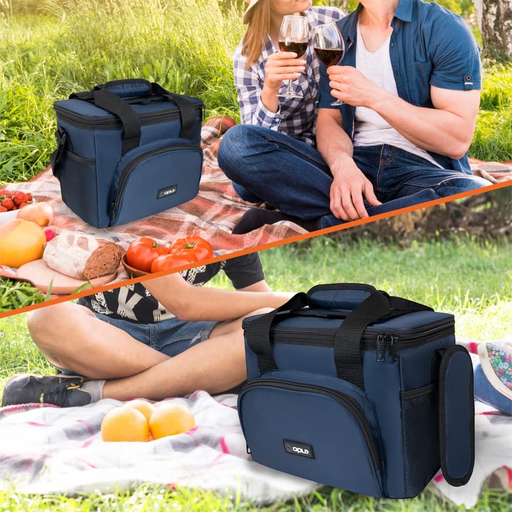 OPUX Soft Cooler Bag, Insulated Collapsible Lunch Cooler Bag for Men Work Camping Beach Travel, Portable Soft Sided Leakproof Waterproof Large Lunch Bag Box with Shoulder Strap 18 Cans, Navy Blue