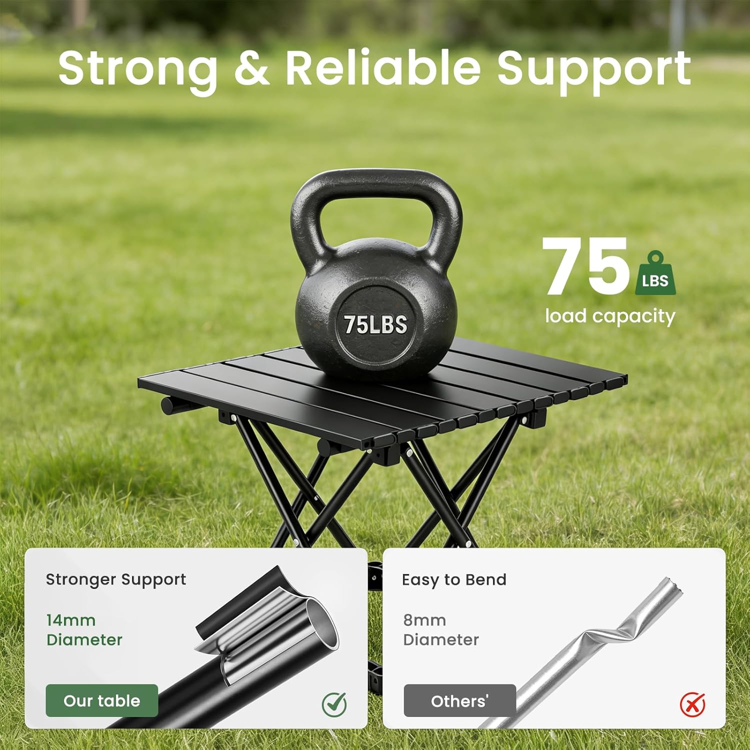 2 Pack Camping Table Foldable, Portable Folding Beach Table, Black-S