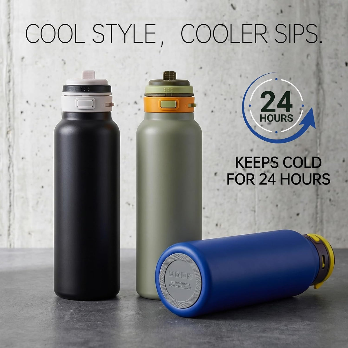 Fijinhom 24 oz Insulated Water Bottle, 2-in-1 Stainless Steel with Straw and Spout, Leak Proof,Fits in Car Cup Holder, 304 Stainless Steel with Wide Mouth, Great for Sports, Travel, Work (Green)