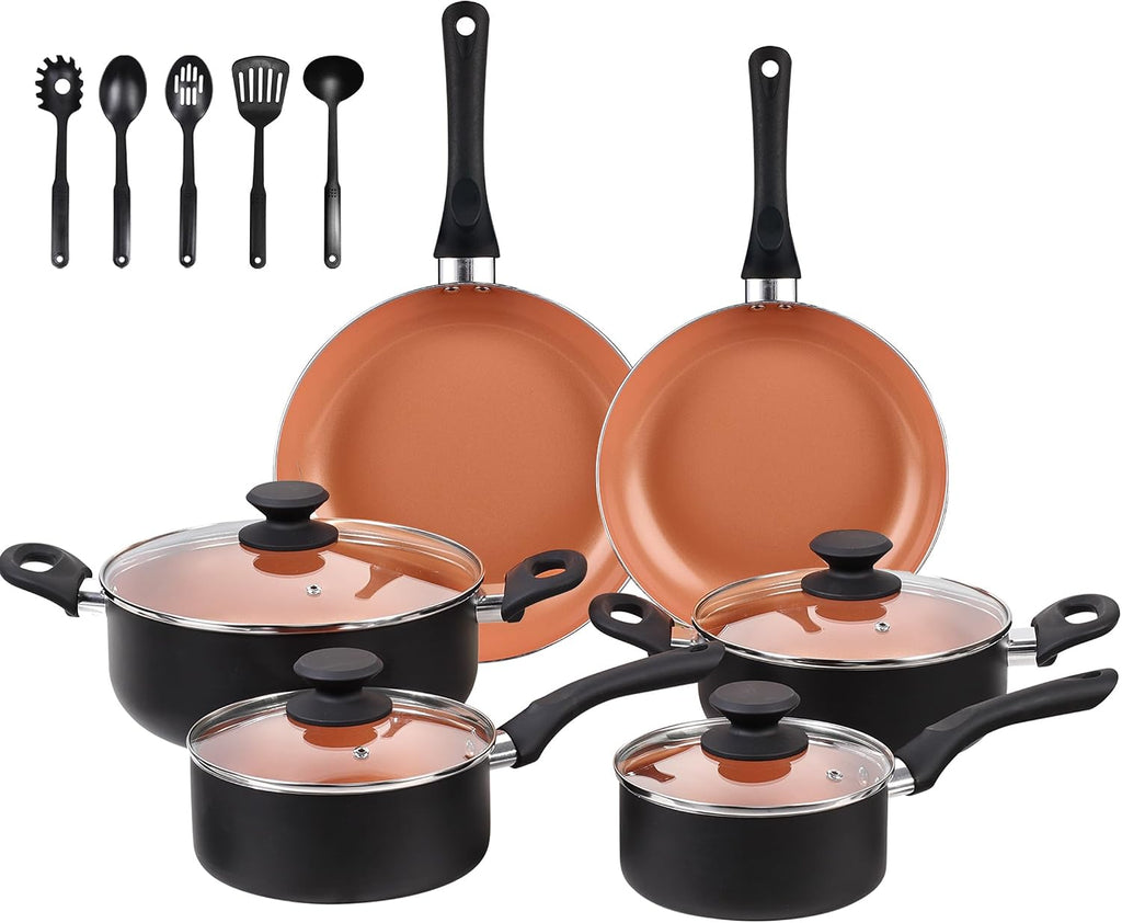 BECIGAR Ceramic Pots and Pans Set, 15PCS Nonstick Set Ceramic Cookware Set, Nonstick Pan Pots and Pans Set Non Stick Cookware set (With-Induction)