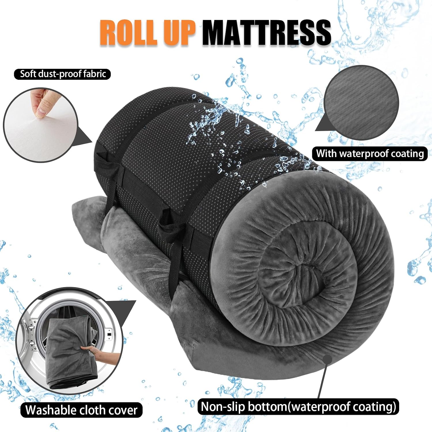 Sleeping Pad for Camping, Portable Roll Up Memory Foam Mattress