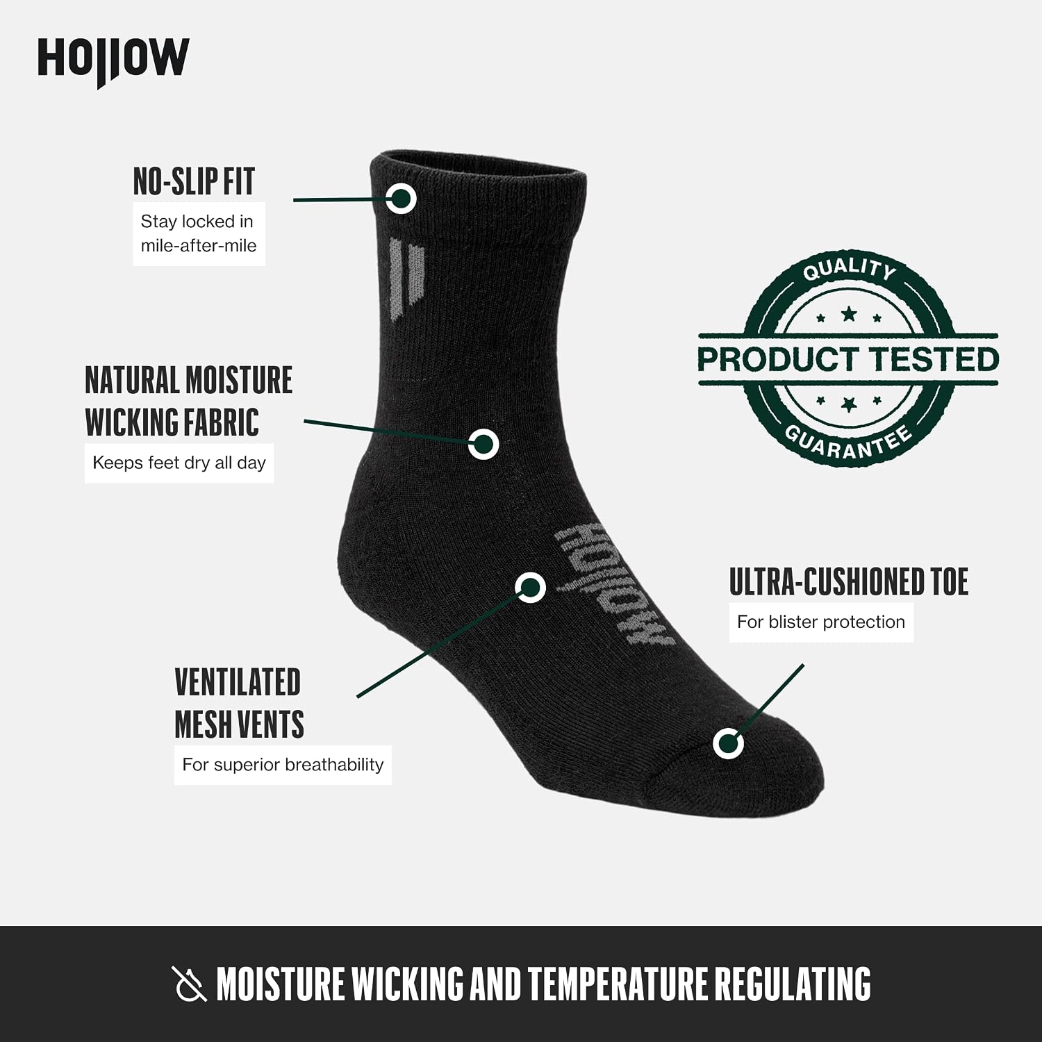 HOLLOW Alpaca Ankle Socks for Men and Women, Moisture Wicking Socks for Hiking, Running, Outdoors, Light Compression