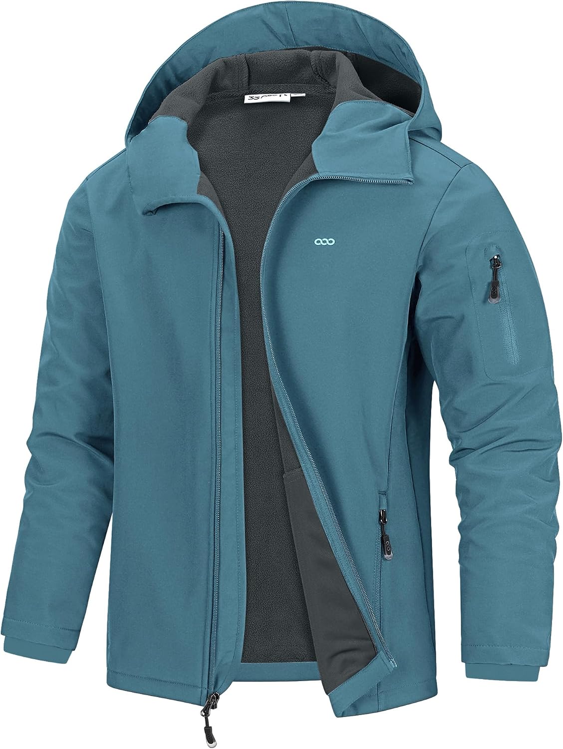 33,000ft Men's Hooded Fleece Lined Rain Shell Jacket Waterproof Lightweight