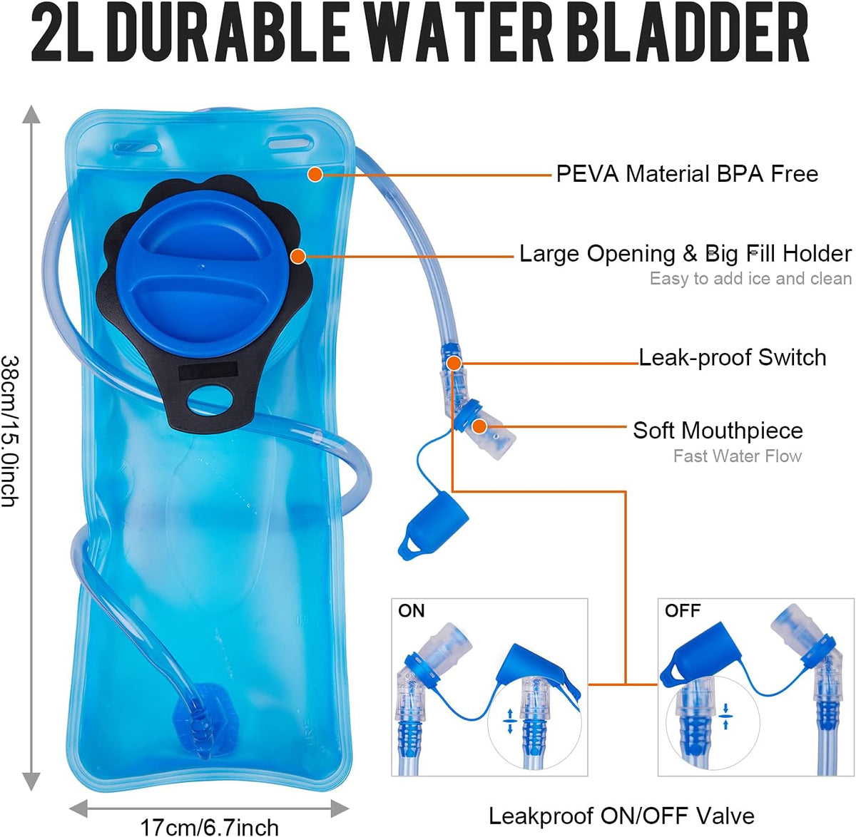 G4Free Hydration Backpack Pack with 2L BPA Free Bladder for Outdoor