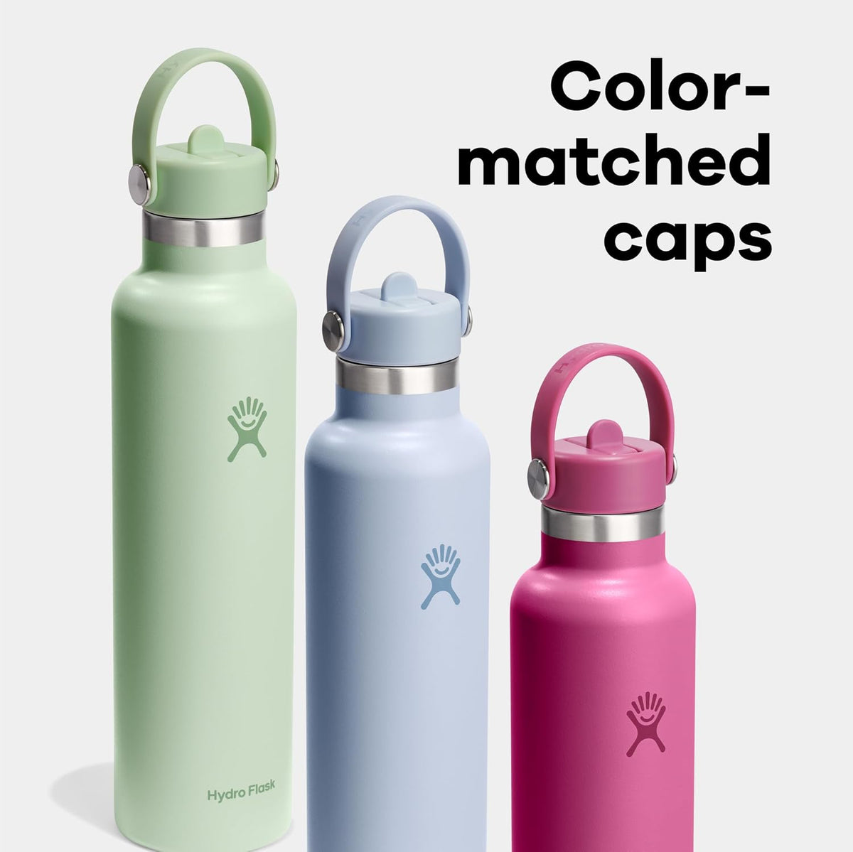 Hydro Flask Water Bottle - Insulated Stainless Steel - Straw Lid, Non Spill, Leakproof 24 Oz Birch Gray