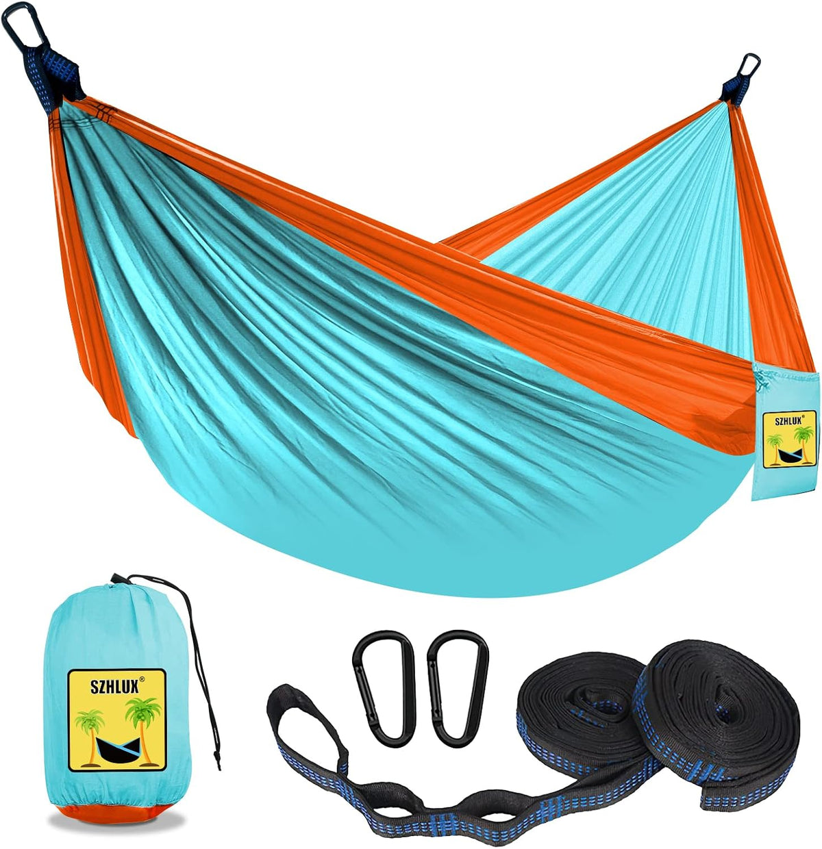 SZHLUX Kids Hammock - Kids Camping Gear, Camping Accessories with 2 Tree Straps and Carabiners for Indoor/Outdoor Use, Pink & Light Purple