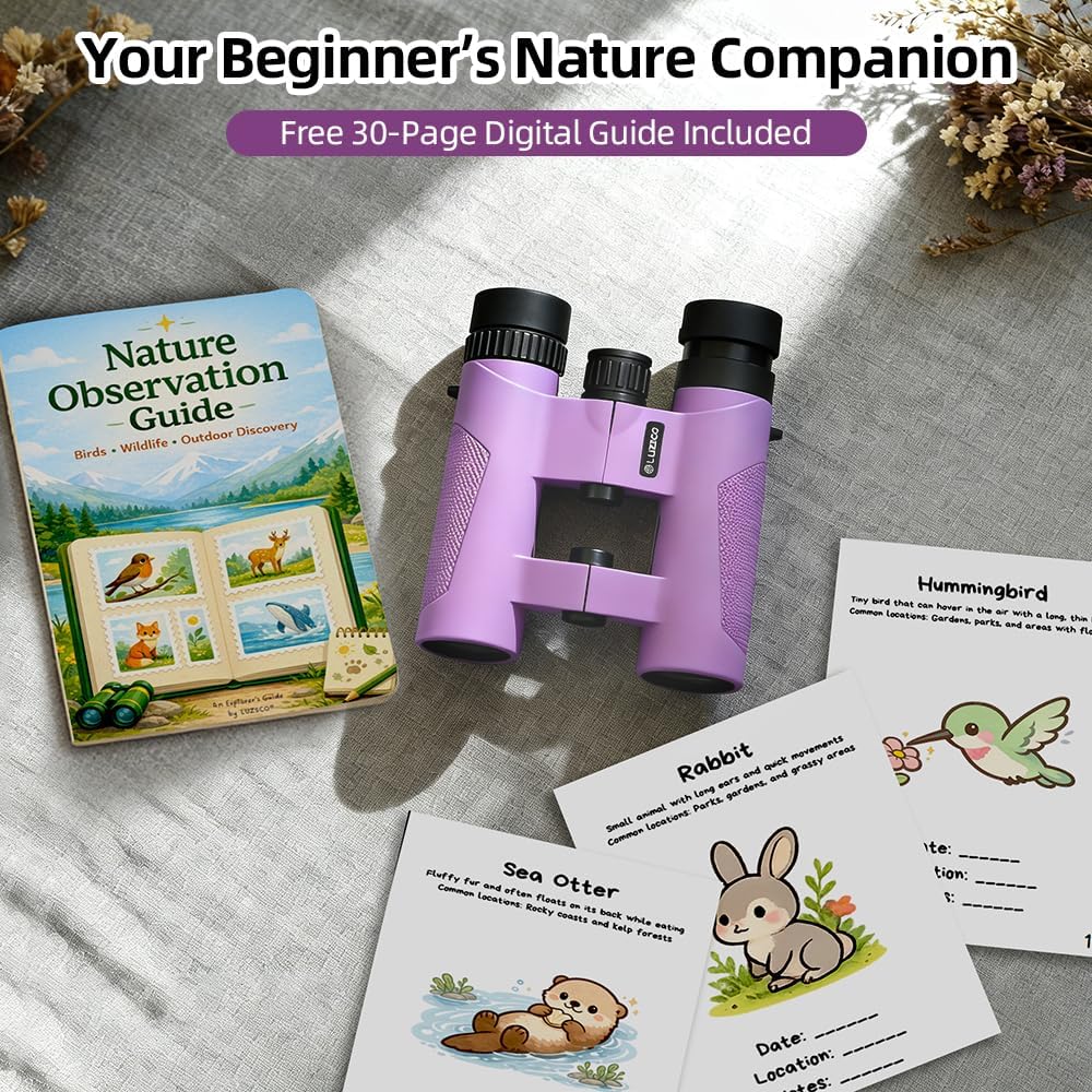 Binoculars for Kids 8-12, 10x25 Binoculars for Bird Watching - Purple