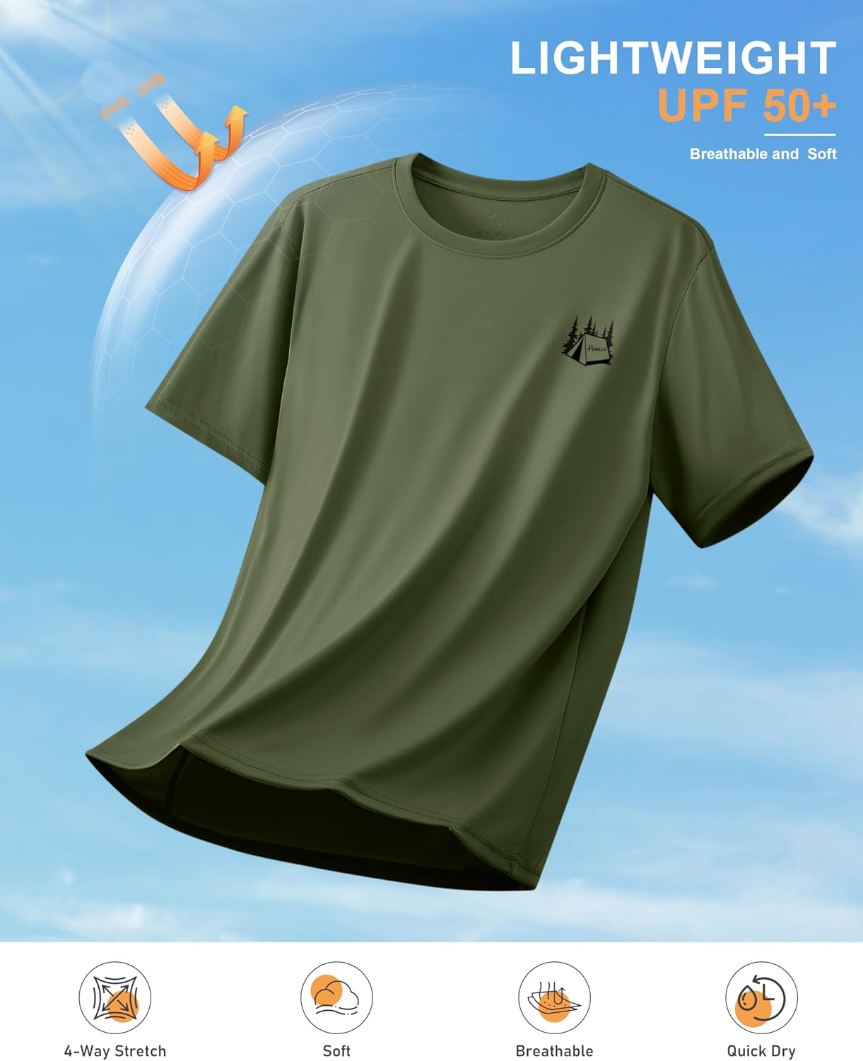 Pudolla Men's Fishing Swim Graphic Shirts Short Sleeve Sun Protection UV UPF 50+ SPF Tee Quick Dry Lightweight Water Tops