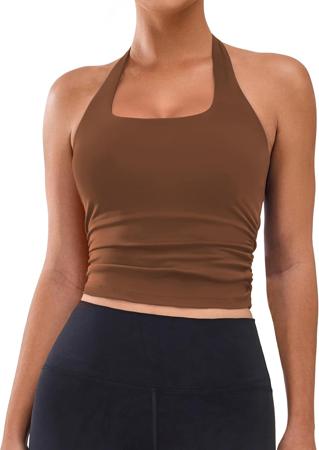 BMJL Womens Halter Top with Built in Bras Buttery Workout Athletic Tank Top