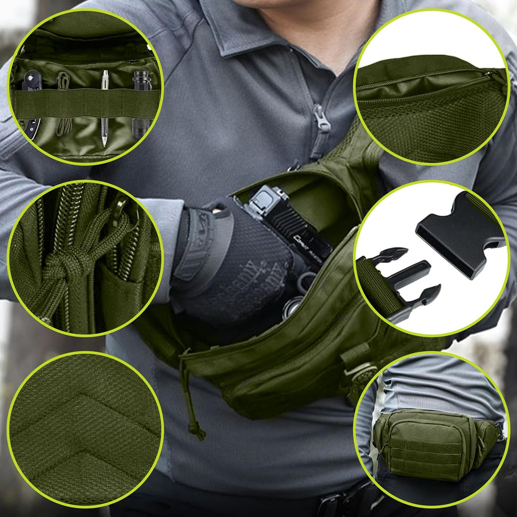 Tactical Fanny Pack for Men,800D Oxford Fabric Fanny Pack for Men,Fanny Packs Man for Hiking Climbing,Fishing,Cycling,Hunting,Adjustable Conceal Carry Tactical Fanny Packs