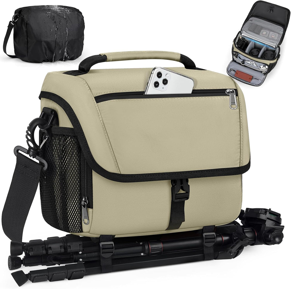 RAINSMORE Camera Bag, DSLR SLR Mirrorless Camera Case for Photographer