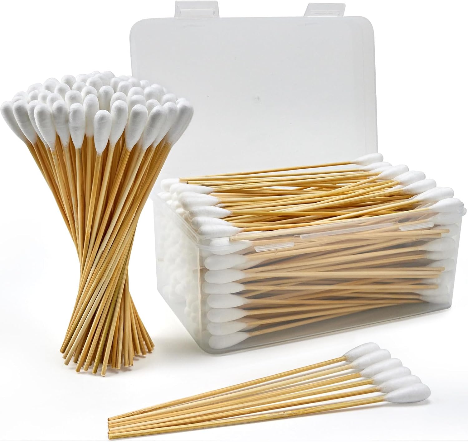 200PCS Large Cotton Swabs in Storage Box, 6 Inch Dog Ear Swabs