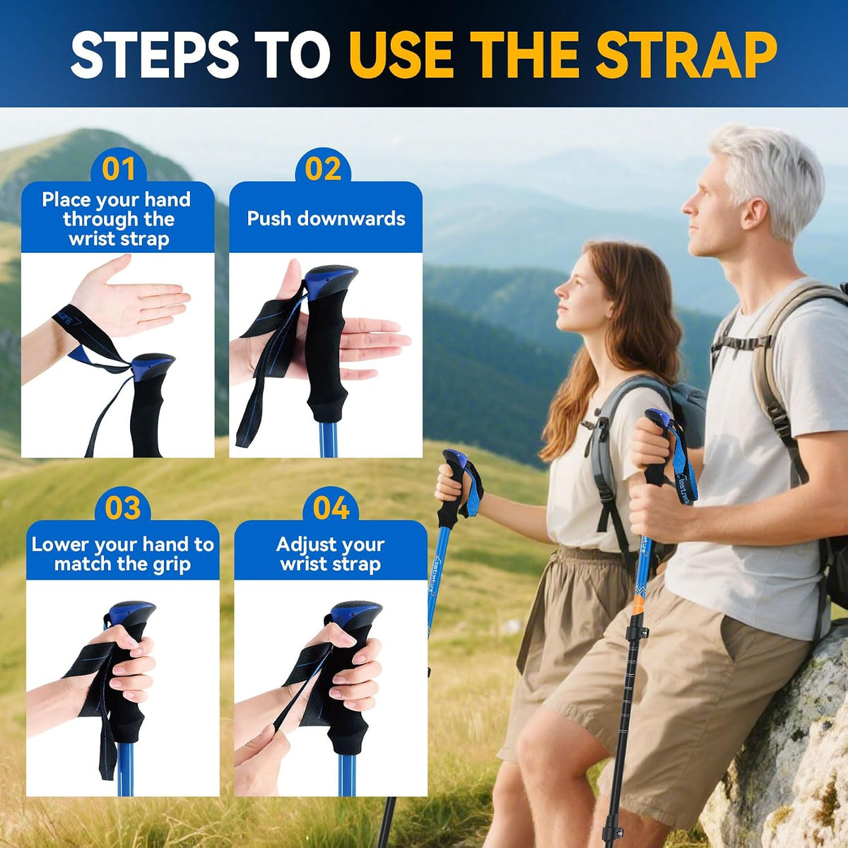 Clostnature 2 Pack Trekking Poles for Hiking, Lightweight Walking Sticks