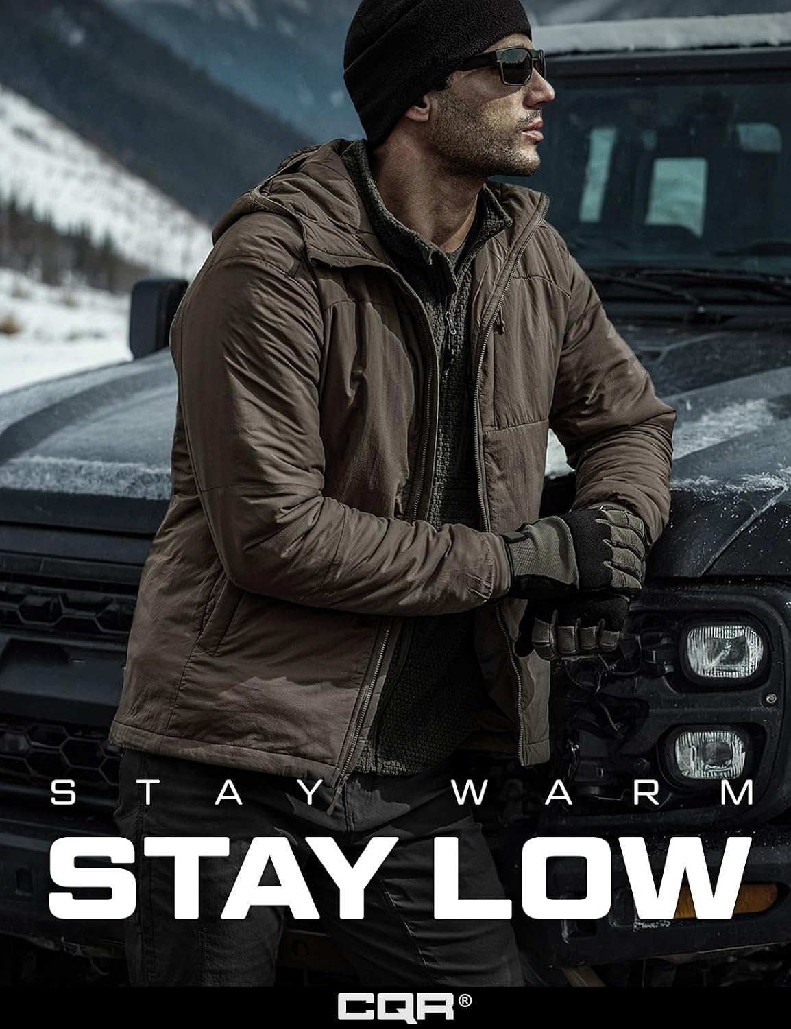 CQR Men's Lightweight Warm Insulated Jacket, Windproof Water Resistant Winter Active Coat for Hiking Work Outdoor Tactical