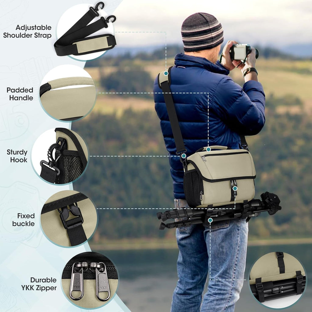 RAINSMORE Camera Bag, DSLR SLR Mirrorless Camera Case for Photographer