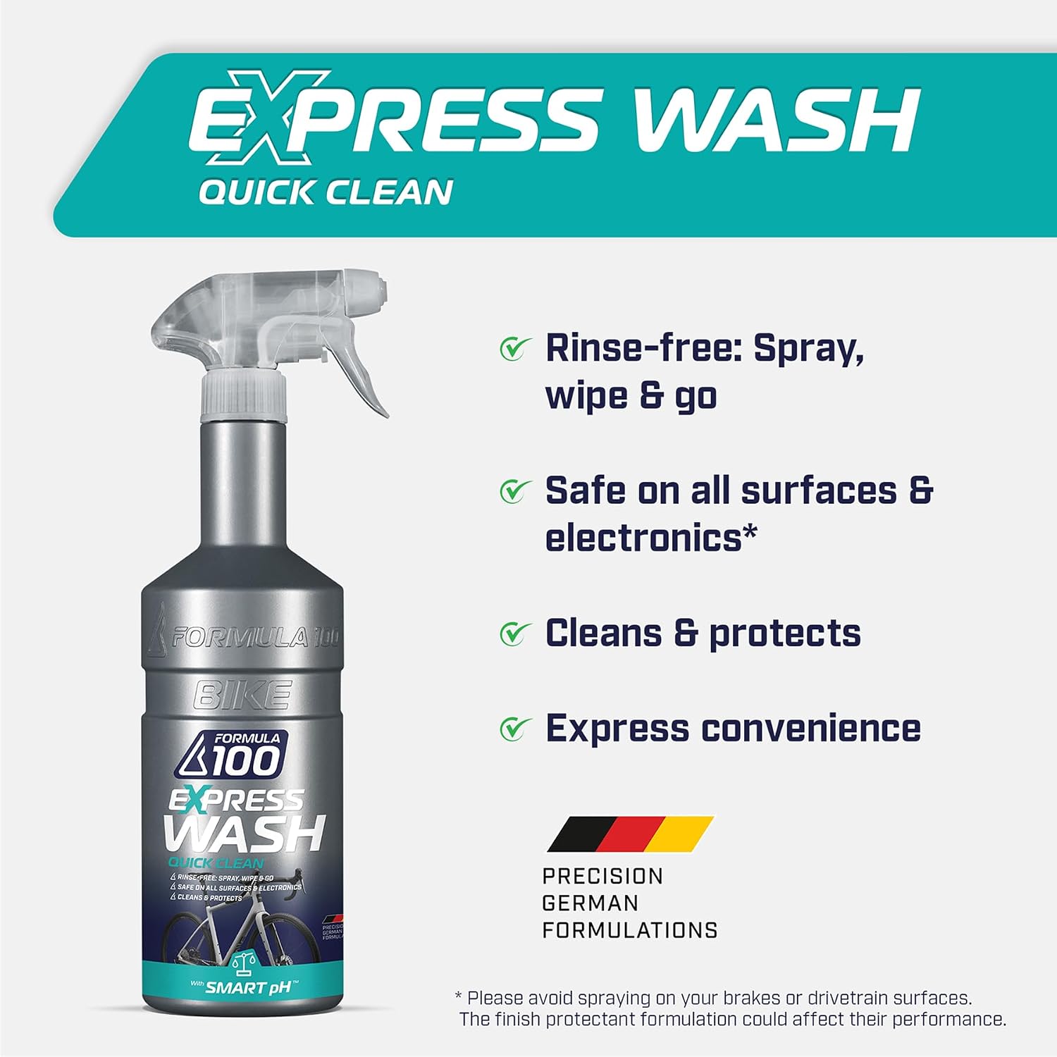 Quick Clean Express Bike Wash – On-the-Go Cleaning for Bicycles & Electric Bikes – Gentle, Effortless, Protects & Preserves Finish