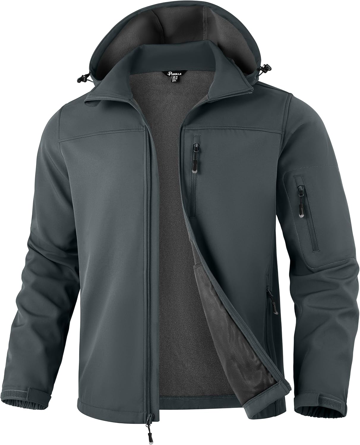 Pudolla Men's Softshell Jacket Hooded Fleece Lined Coats for Outdoor Work