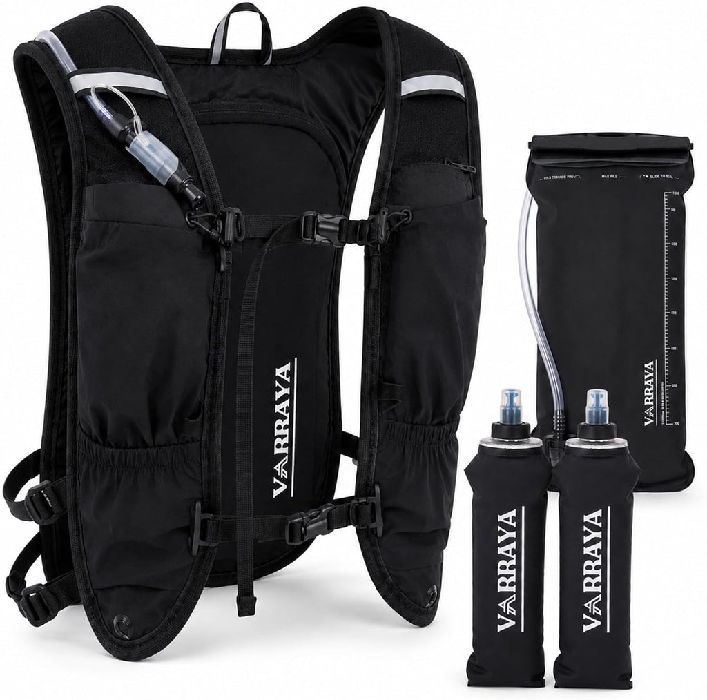 Hydration Running Backpack Vest with 1.5L Water Bladder & 2 Soft Flasks