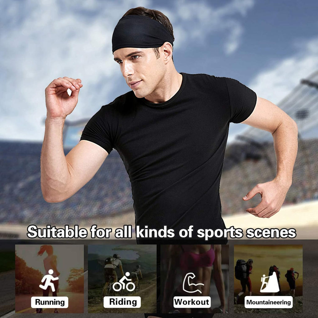 Acozycoo Headbands for Men,5 Pack Mens Moisture Wicking Workout Sweatband