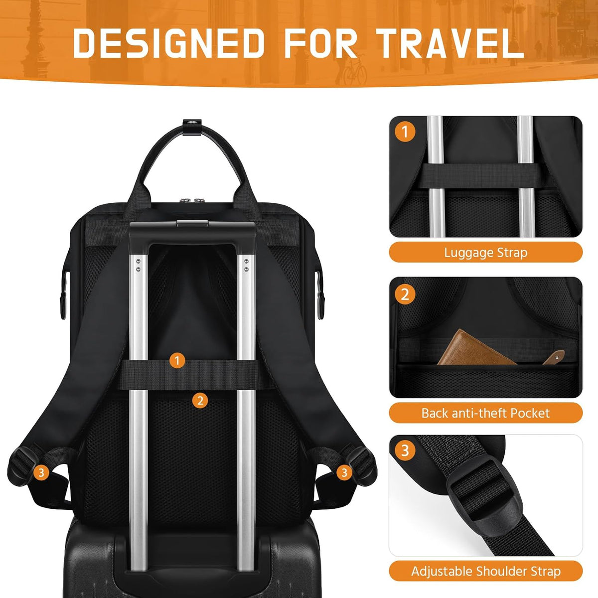 Maelstrom Laptop Backpack for Women Men, 15.6-17.3" Waterproof Travel Bag
