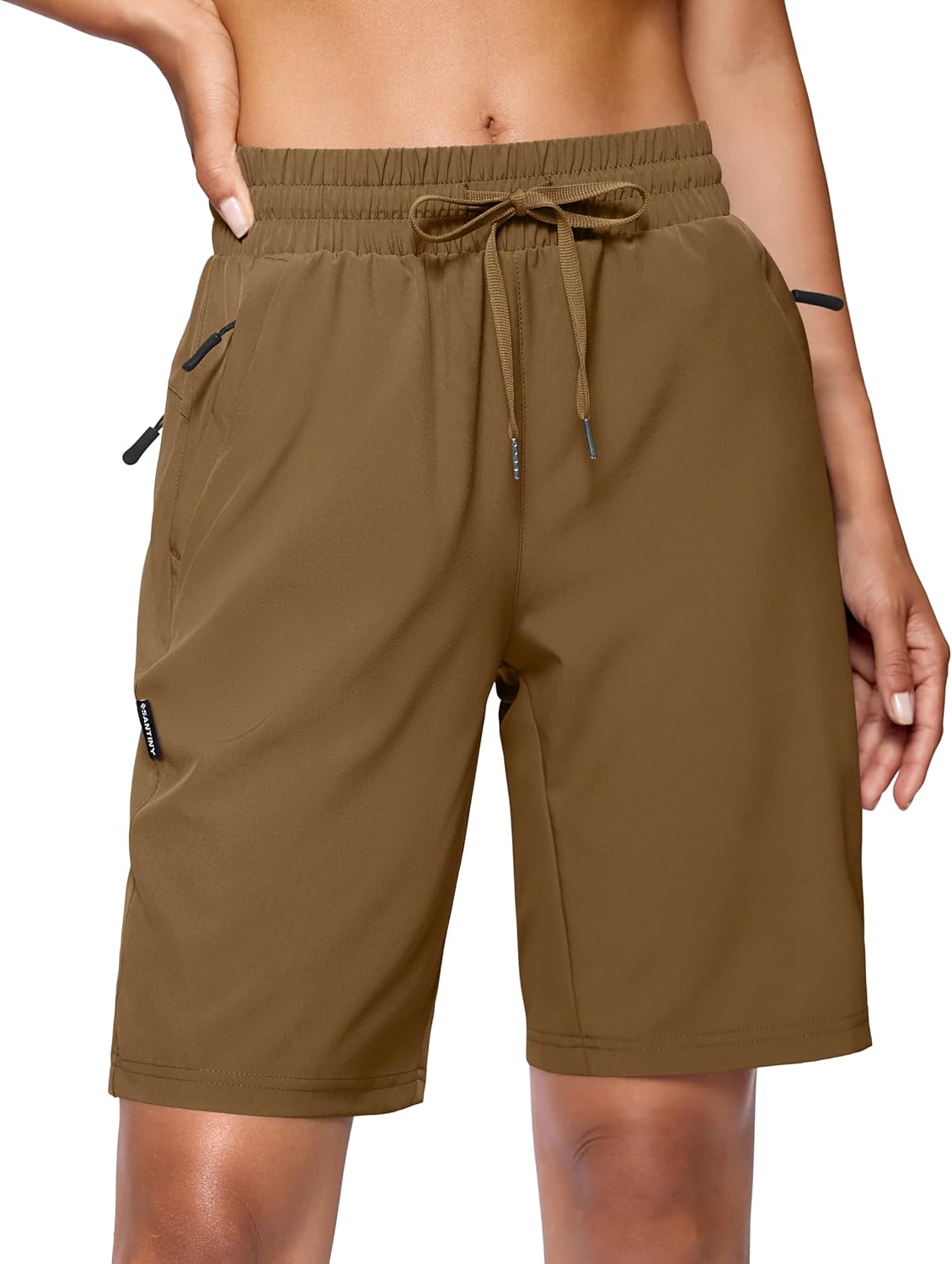 SANTINY Women's 7''/ 9'' Hiking Shorts with 3 Zipper Pockets Athletic Shorts