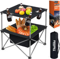 Portable Folding Camping Table Lightweight Outdoor Picnic Table with 4 Cup Holders & Storage Case Collapsible Tailgating Table for Camping Backyard Grill Outdoor Concerts
