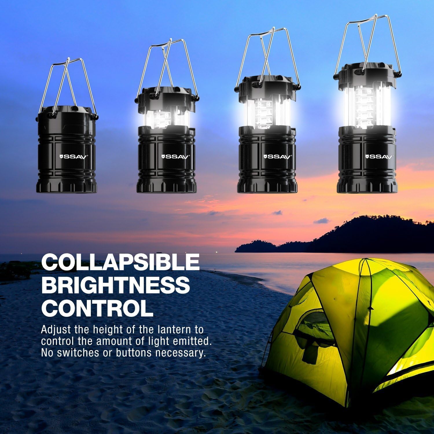 SSAV Battery Powered LED Lanterns (Batteries Included) (3 Pack)