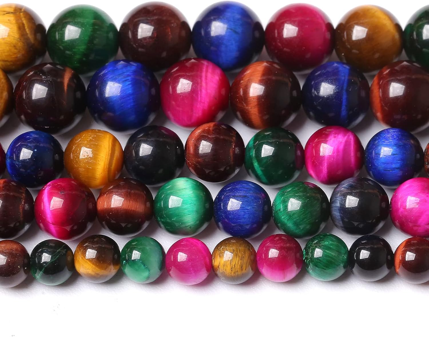 8mm 45PCS Colorful Tiger Eye Natural Stone Beads Crystal Spacer Loose Beads for Jewelry Making DIY Bracelet 1 Strand 15 inches