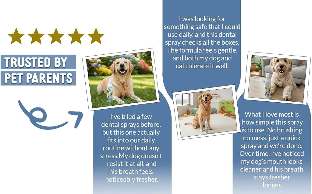 Dog Dental Spray Removes Tartar, Plaque and Freshens Breath Instantly. The Most Advanced Dental Spray for Healthy Teeth, Gums and Oral Health Care for Your Dog, Cat or Pet - 1-8 oz. Bottle