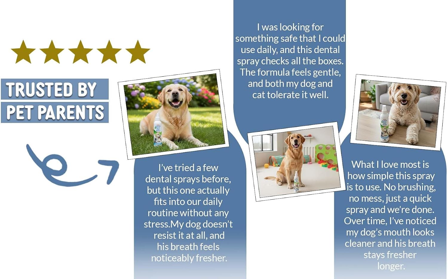 Dog Dental Spray Removes Tartar, Plaque and Freshens Breath Instantly. The Most Advanced Dental Spray for Healthy Teeth, Gums and Oral Health Care for Your Dog, Cat or Pet - 1-8 oz. Bottle