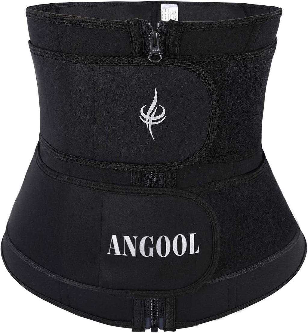ANGOOL Neopren Waist Trainer for Women,Workout Plus Size Trimmer Belt Sauna Sweat Corset Cincher with Zipper