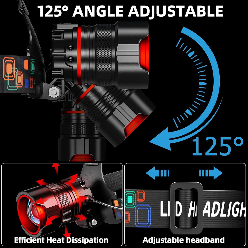 Rechargeable Headlamp 99000 High Lumens, Super Bright LED Head lamp