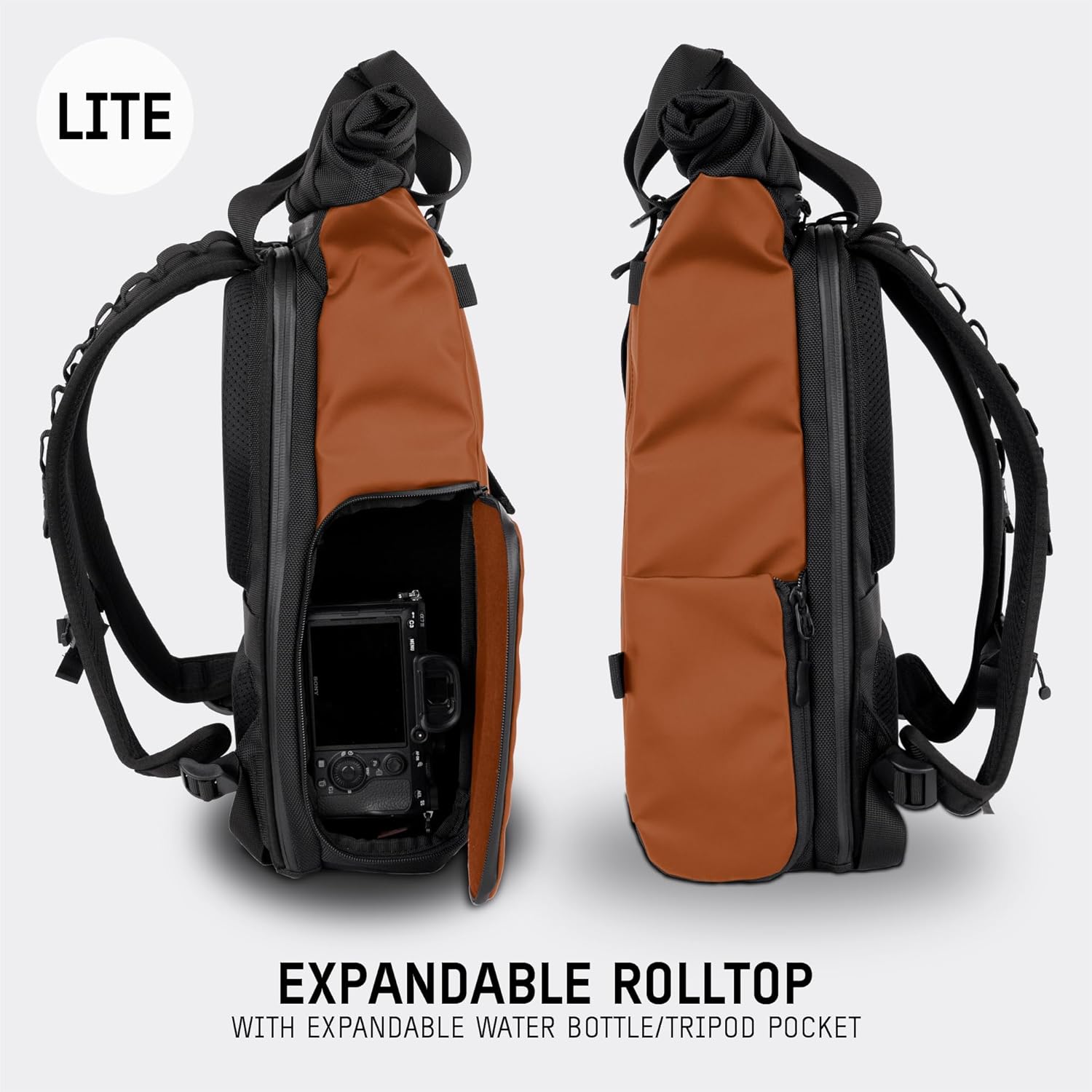 WANDRD PRVKE Lite: Weather-Resistant Travel & Camera Backpack with Laptop Sleeve, Quick Side Access, Clamshell Opening – Ideal Photography & Travel Bag (Sedona Orange)