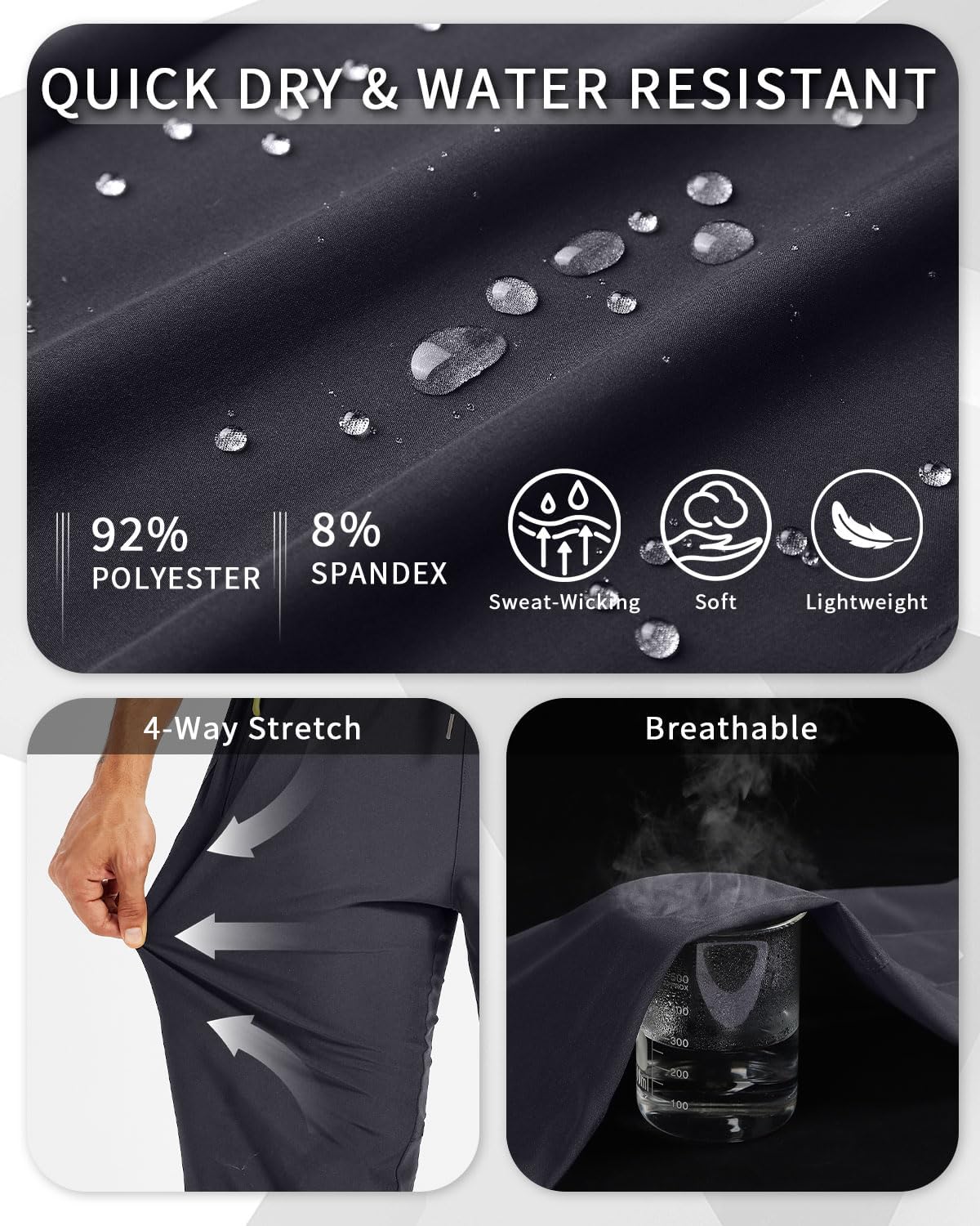 Men’s Lightweight Hiking Pants Quick Dry Workout Sweatpants