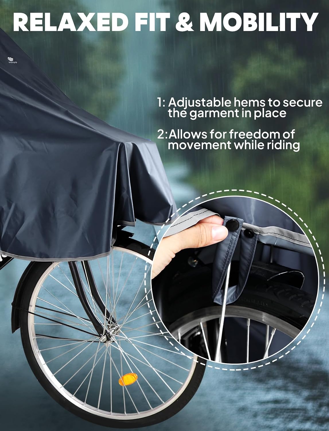 ANYOO Waterproof Rain Poncho Bike Bicycle Rain Capes Lightweight for Adults
