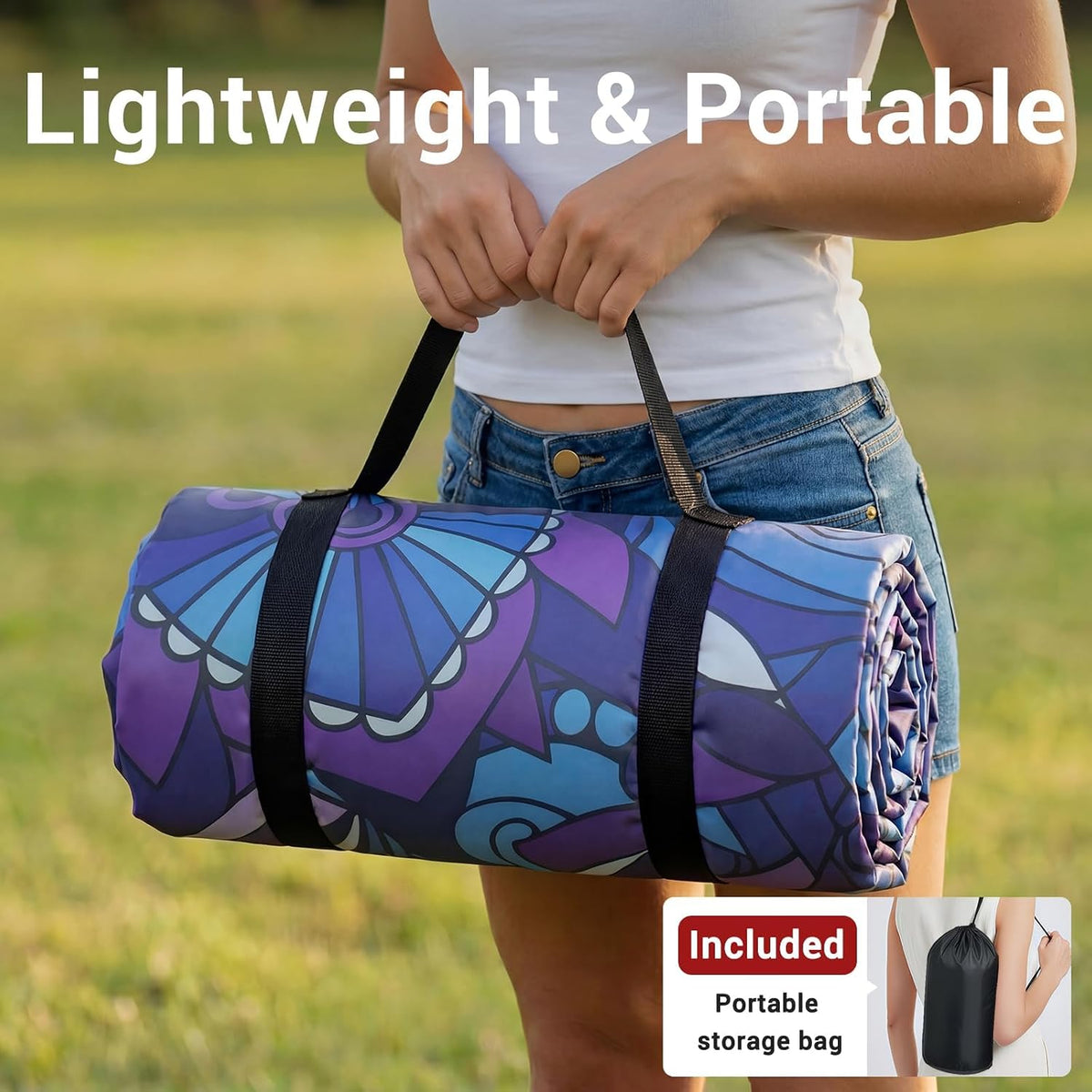 60x80" Waterproof Picnic Blankets Outdoor Sandproof Beach Blanket Foldable Big Ground Grass Mat Family Tent Camping Rug Backpacking Hiking Essentials Gifts Rv Car Travel Roadtrip Must Have