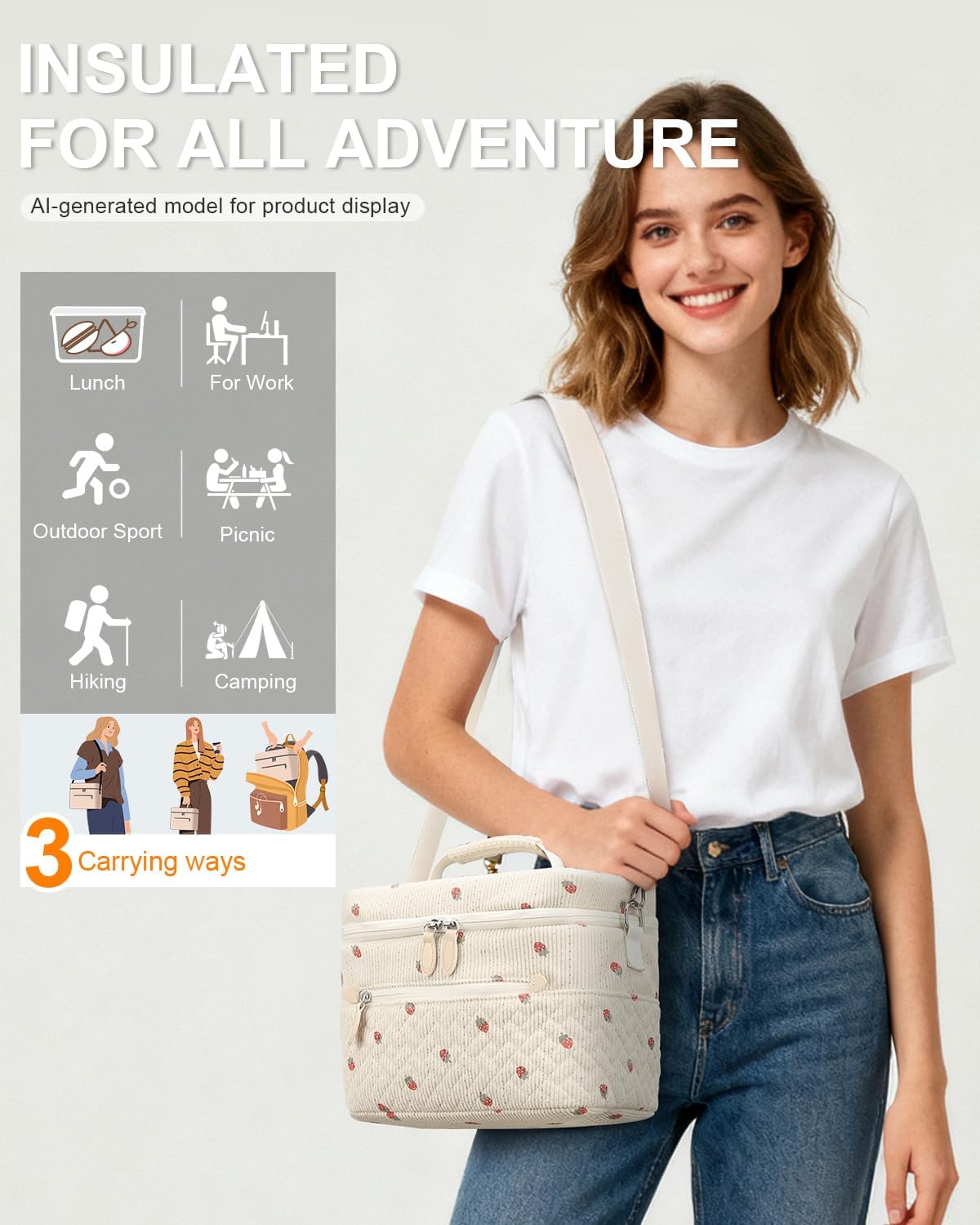 Capolo Lunch Bag for Women Men Insulated Lunch Tote Leakproof Lunchbox Bags