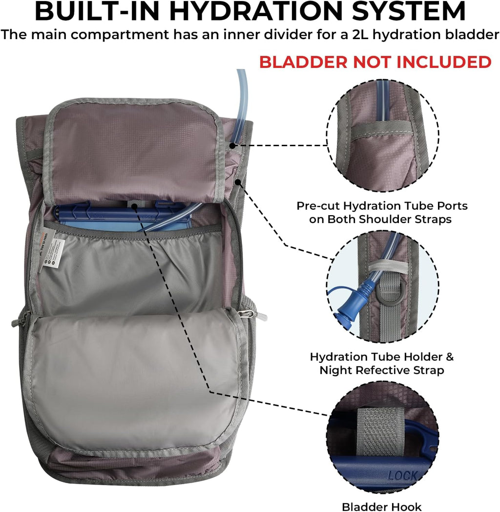 Small Hiking Backpack 13L Lightweight Foldable Travel Daypack for Men Women
