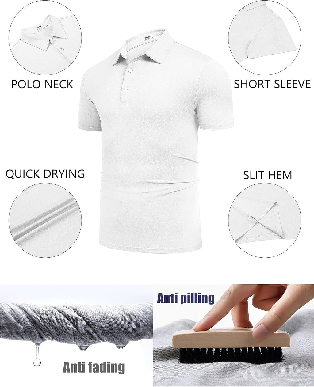 COOFANDY Men's Polo Shirt Golf Quick Dry Performance Short Sleeve Moisture Wicking Athletic Polo Collared Tennis T-Shirt