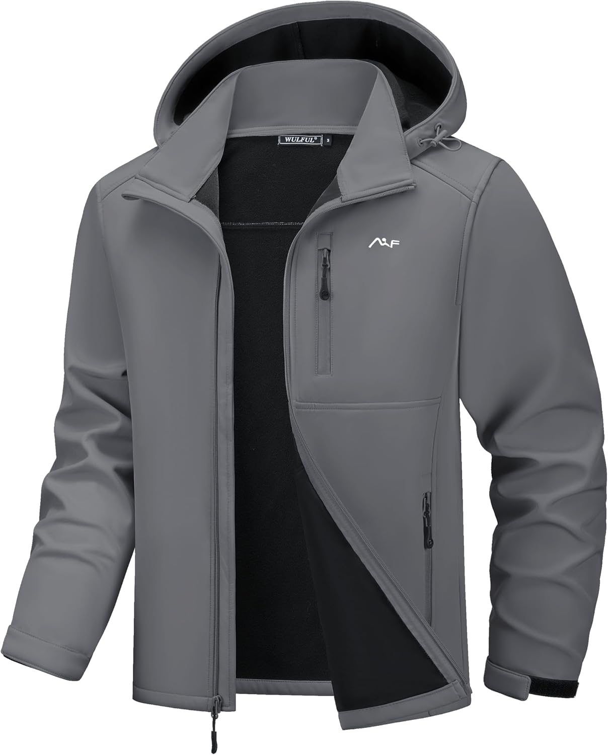WULFUL Men's Softshell Jacket Waterproof Lightweight Insulated Windbreaker Fleece Lined Rain Shell Jacket for Hiking Travel