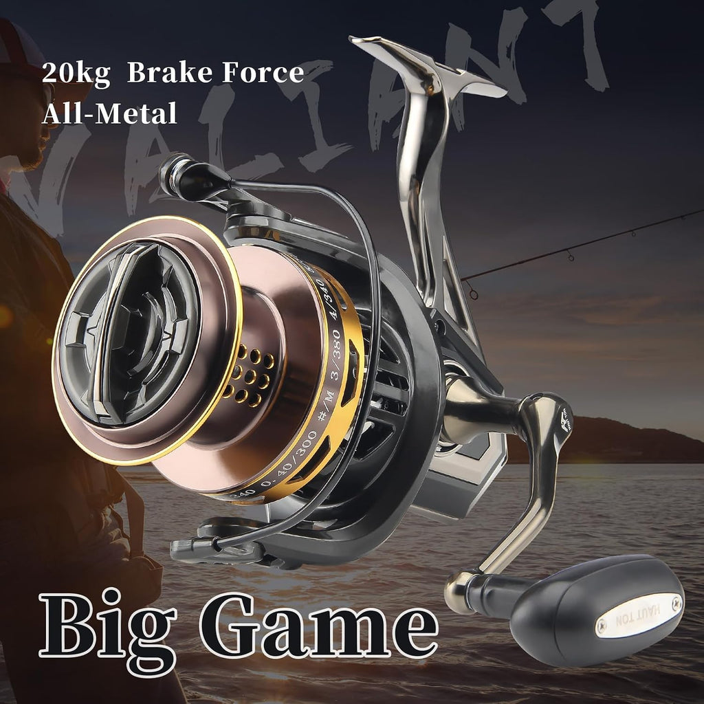 HAUT TON Spinning Reel, 6+1BB Metal Surf Fishing Reels, 55lbs Max Drag