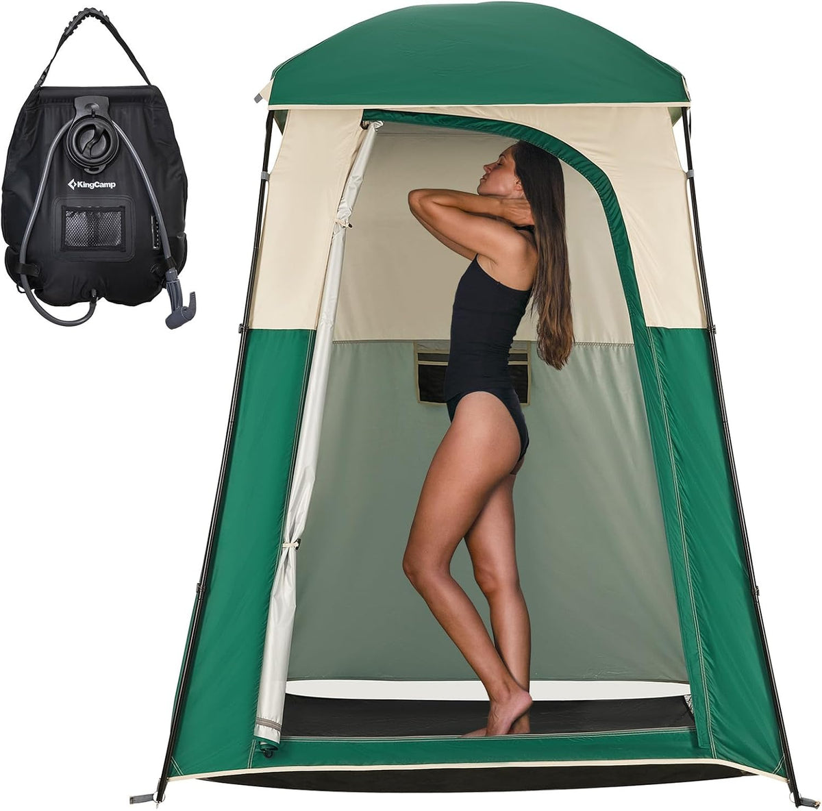 KingCamp Shower Tent, Portable Privacy Tent Outdoor Camping 1/2 Room Toilet Tents with Shower Bag & Dressing Room for Beach, Camping & Hiking